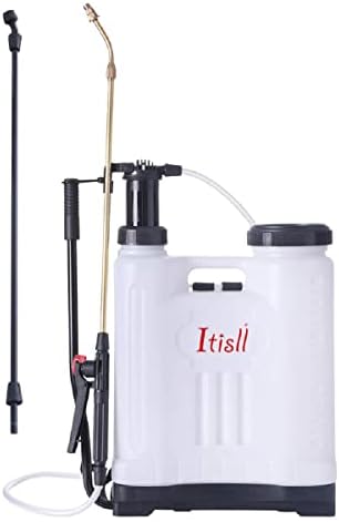 Itisll 4 Gallon Backpack Sprayer, Leak-Free Pump Sprayer with Telescopic Brass Wand, Durable Polyethylene Wand for Garden and Lawn 15liter
