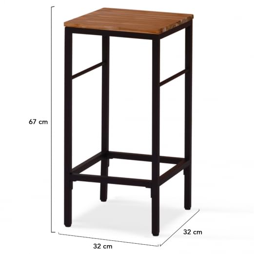 IDMarket – Salón de jardín Panamá Conjunto de bar de mesa alta y 4 taburetes de diseño industrial acacia