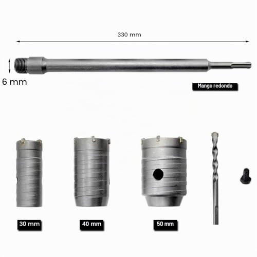 Miniatura 3 de Manija Redonda Sds Más Vástago Pared De Hormigón Broca, Broca Para Muro De Hormigón Cemento Con 30 40 50mm Expansión, Para Aires Acondicionados, Campanas O Lavadoras, Perforadoras De Tuberías, Etc.