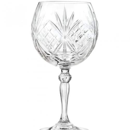 RCR Melodia 6-Piece Balloon Wine Glass Set 650 ml – Italian Luxion® Crystal Large Balloon Goblets for Red Wine & Cocktails