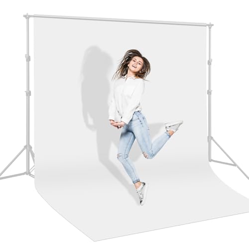 UTEBIT Foto Hintergründe Weiß, 1.8x2.8m Hintergrund Fotografie Polyester Faltbare Hintergrund Stoff für Fotostudio, Videoaufnahme, Hintergrundsystem,...