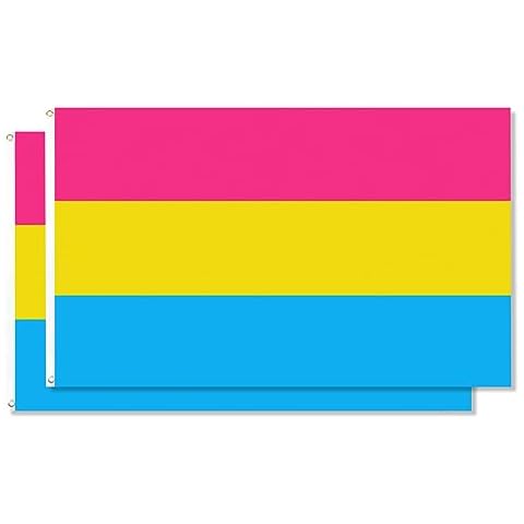 Vedouci Pansexual Flag 3 x 5 Ft 2 Packs, Flag Vivid Color and UV Fade Resistant, Durable Brass Grommets and Double Stitched Cover