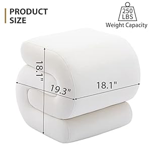 Kivenjaja velvet vanity stool modern s shaped pouf ottoman footrest makeup chair foot stool under desk decorative floor seat for makeup room bedroom living room velvet beige  urban country home decor