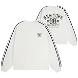 [ORBU] アメカジ トレーナー 長袖 メンズ スポーツ オリジナル トレーナー バックプリント 柄 パーカー 大きいサイズ スウェットシャツ クルーネック 通気 吸汗 ファッション 部屋着 男女兼用 カジュアル トップス（ホワイト-M）