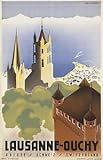 Thema: Reisen LAUSANNE OUCHY Schweiz Vintage Art Decoo Reiseschild - Super A1