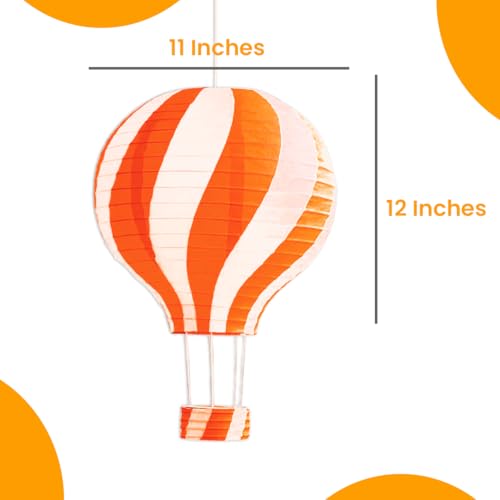 Image of Wanna Party Hanging Hot Air Balloon Paper Lanterns 12 Inch Hot Air Balloon Decorations Reusable Chinese Japanese Parachute Paper Lantern for Birthday, Baby Shower,Other Festival- Orange