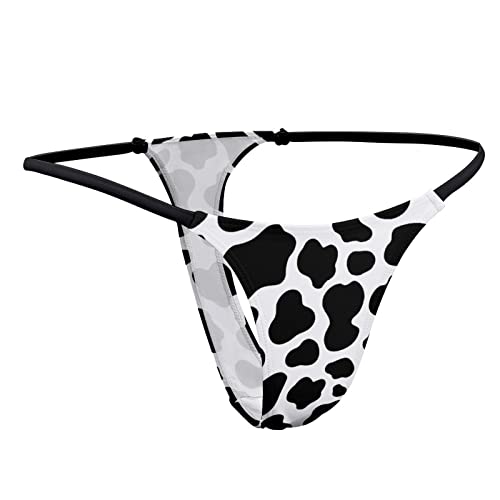 Aohanan Women's G-String T-Back Thong Cotton Underwear Low Rise Panties Soft Fabric Multi Size (Cow White Black Pattern) S #TOP5