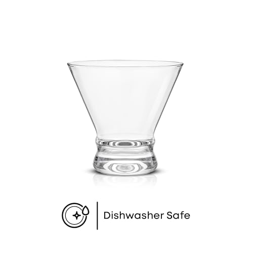 JoyJolt Afina Stemless Martini Glasses Set of 6, 8.5oz Liquor Drinking Glasses for Cocktail and Margarita, Bar Glass Cups, Glass Dessert Cups