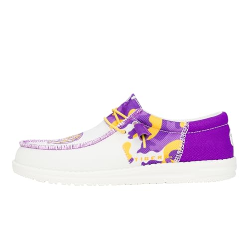 HEYDUDE Wally Tri LSU Purple/Yellow Size M14, Men’s Shoes, Men's Slip-on Loafers, Comfortable & Light-Weight