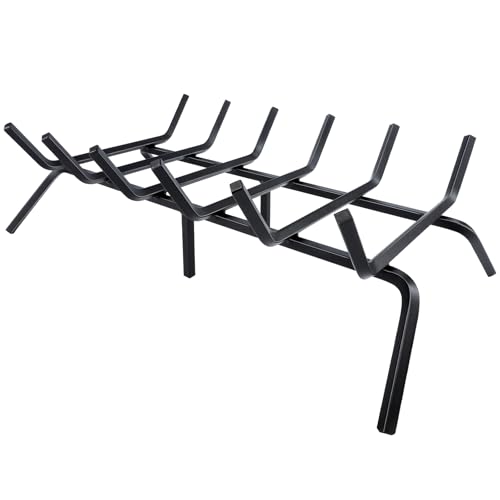 Luoieo Fireplace Grate Fireplace Log Holder 27 inch Heavy Duty Solid Cast Iron FIrewood Log Burning Rack for Inside the Fireplace Accessories Outood Fire Pit Kindling Fireplace Tools