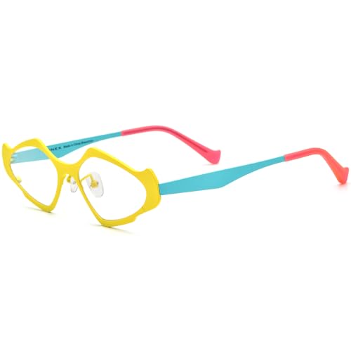 Image of FONEX Colorful Pure Titanium Glasses Frame Women Retro Round Eyeglasses