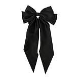 ROWAG Ribbon Hairclip Vintage Satin Bow Bowknot Hairpin Women Hair Clip (Black)