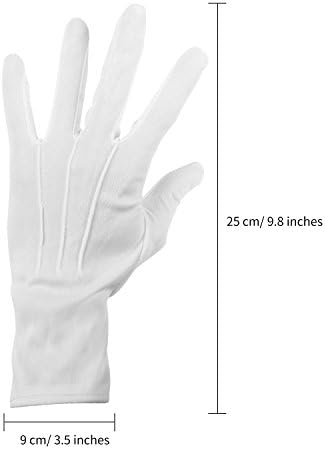 3 Pairs White Nylon Cotton Gloves Band Costume Formal Dress Parade Inspection Gloves for Women Men