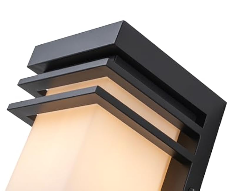 Modern Outdoor Wall Lights Fixtures Set of 2, Front Porch Sconce Lighting Wall Mount, Exterior Wall Lamps with White Frosted Glass for Patio, House, Commercial Use, E26 Base