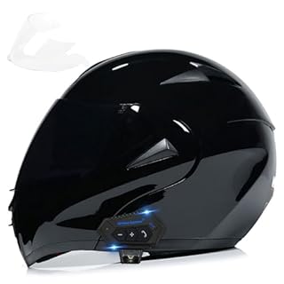 FRBRK Motorcycle Bluetooth Modular Helmet, DOT Approved Dual Visor Full Face Flip up Bluetooth Integrated Motorcycle Helmets for Adults Men Women