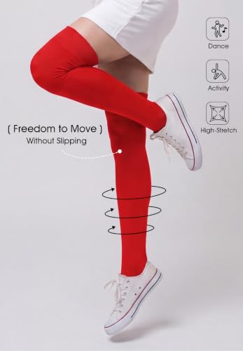 Image of Azue Women Non Slip Thigh High Socks Knee High Boot Stocking Leg Warmers | Soft cotton comfort,Non-slip silicone stay-up fit,Elastic stretch,Vibrant colors for daily wear,Halloween,or cosplay