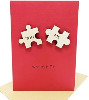 Special Wood Element Anniversary or Birthday Card for Wife, Husband, Girlfriend, Boyfriend on Best Friend (Jigsaw)