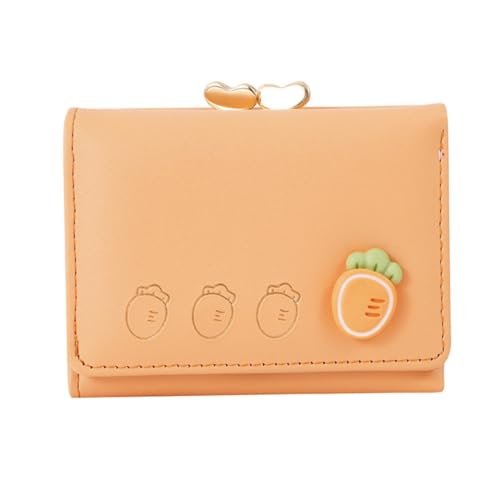 Cute Fruit Designed Wallet for Women Small Cute Purse Coin Pocket Card Holder Multi-Layered Wallet (orange)