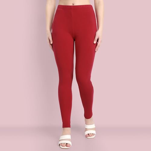 Image of ONE SKY Women Full Length Leggings | Cotton Modal Spandex Blend | High Waist Stretchable & Bio-Washed Fabric | Colour-Lock Technology | Comfortable Leggings for Women