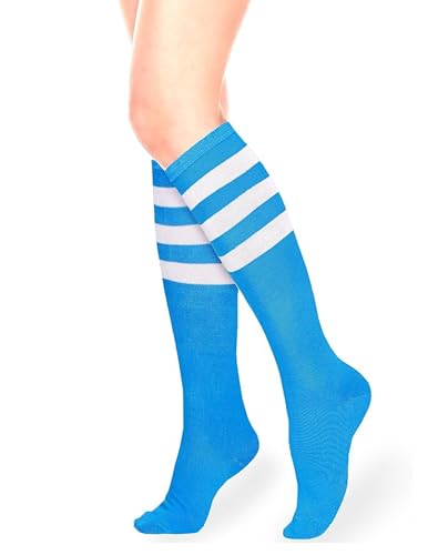 Image of Athletic Knee High Socks Stripe Running Baseball Thigh High Stockings Outdoor Sport Tube Socks