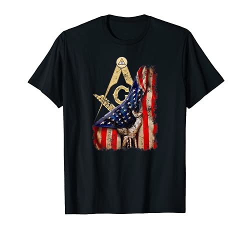 Mens Vintage US Flag Real Mason Square & Compass Masonic Shriner T-Shirt