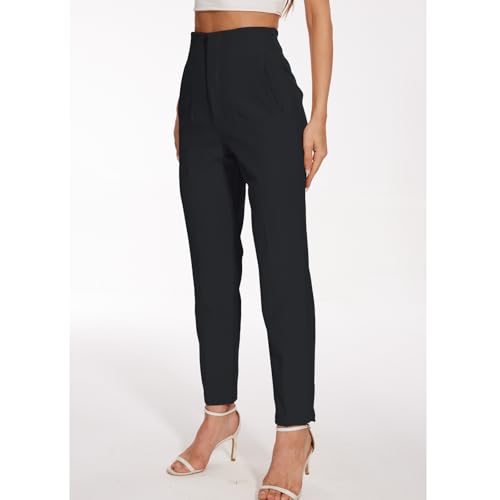 Women's High Waisted Pants - Straight Leg Dress Trousers with Pockets and Seam Design for Business Office Casual2