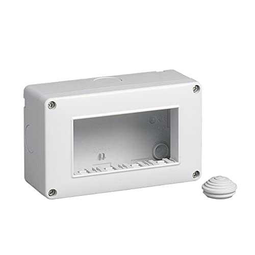 Vetrineinrete® Custodia idrobox per esterno a 2 3 4 posti compatibile con living light international air cassetta per interruttori ip40 (4 Posti)