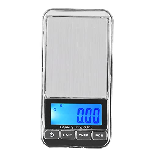 TARSHYRY Báscula Digital Compacta, Mini Báscula de Bolsillo Portátil con Pantalla LCD, Alta Precisión para Pesar Joyas, Especias, Nueces y Pequeñas Porciones de Alimentos de 300 G por 0,01 G