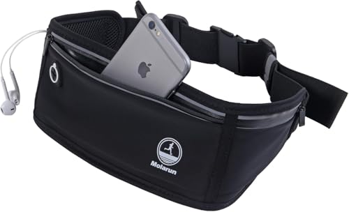 Image of Slim Running Belt Phone Holder Fanny Packs for Women Men - Black | Jogging Pouch, For Hiking Cycling Workout, Travelling Money Belt, Phone Holder