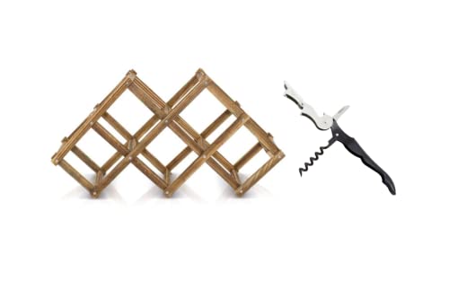 Meyvaser Botellero de Madera para 6 Botellas + Sacacorchos Profesional de Regalo, 46.30 X 24.00 X 15.00 cm Cover