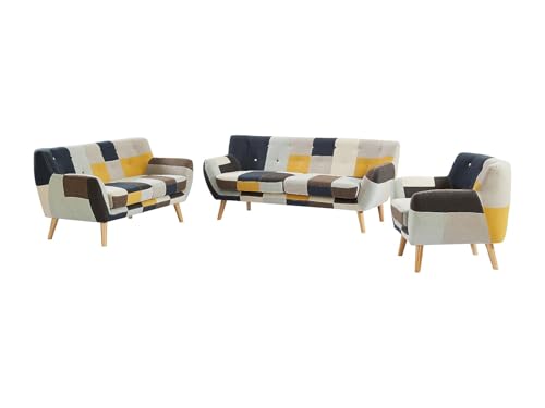 Vente-unique-Couchgarnitur 3+2+1 - Patchwork - Mehrfarbig - SERTI II