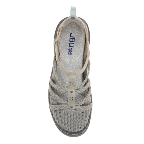 Jambu JBU Women's Juliana Mary Jane Flat, Light Grey/Gunmetal, 64