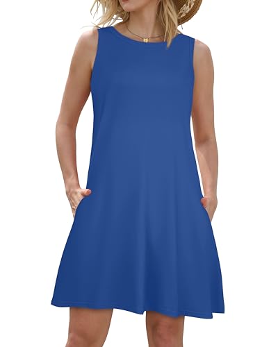 Image of JOLIGAL Womens Summer Dresses Casual Sleeveless Tshirt Sundress Beach Cover Up with Pockets Loose Tank Dress 2026