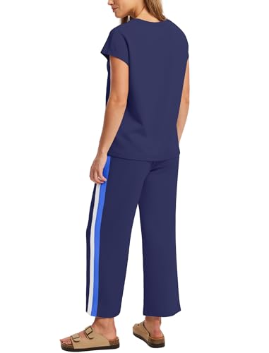 Image of Sampeel Two Piece Sets for Women Summer Vacation Outfits Cap Sleeve Tops Lounge Matching Sets Clothing Beach Fashion Clothes