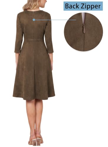 Image of VFSHOW Womens Work Business Office Front Zipper Slim Church A-Line Dress