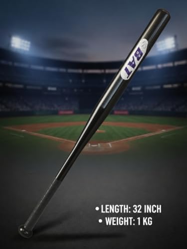 Image of Morex Baseball Bat | 32 Inch | Heavy Duty Steel Metal and Aluminium Alloy Sports Bat with Anti-Slip Grip for Baseball Game, Best for Beginners, Training and Self Defense. (Black)