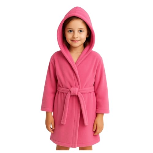 Roupão Infantil Criança Menina Pink com Capuz Microfibra Manta Macio para Banho Praia Piscina Natação Conforto e Praticidade (BR, Numérico, 6, Regular)