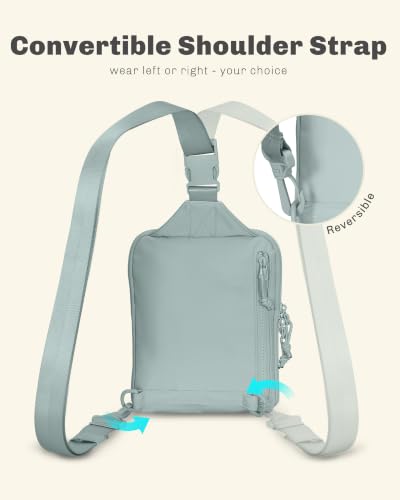 Image of Hynes Eagle Nylon Sling Bag for Women Convertible Crossbody Chest Purse with Reversible Strap for Travel Hiking Work Commute