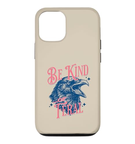 Funny Raven Crow Black Bird Be Kind Feral �r���e�[�W ��� �X�}�z�P�[�X iPhone 12/12 Pro �p
