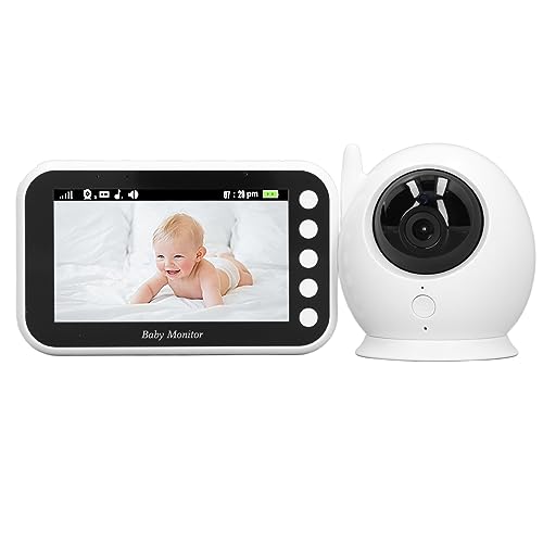 Bebek Telsizi, 4,3 inç LCD Ekran, 100-240V, Ses Kontrollü, İki Yönlü Konuşma, 360 Derece Dönüş, 8 Ninni, AB Fişi