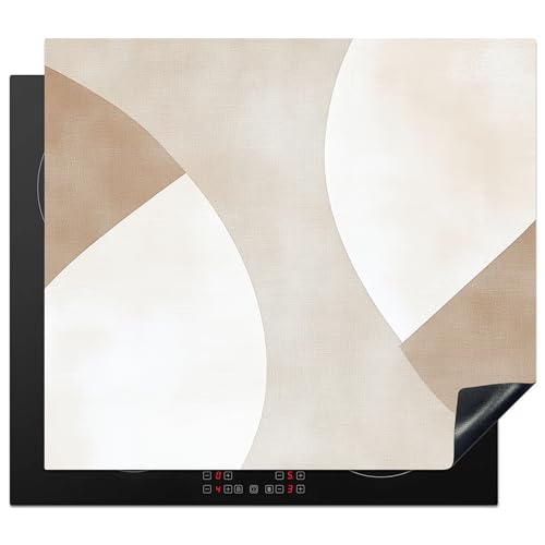 KitchenYeah© Cubre Vitrocerámica - Protector Vitroceramica Induccion 59x52 cm - Tapa Vitroceramica - Protector de Vitroceramica Marrón - Japandi - Abstracto