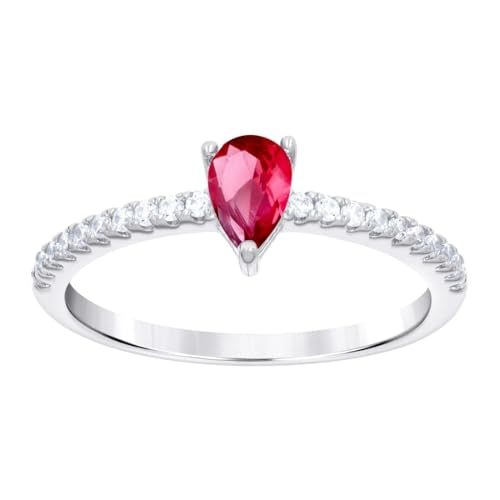 Bague fiançailles argent 925 poire rouge anti-allergie durable