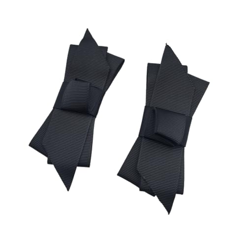 Douqu 1 Pair New Leopard Animal Print Ribbon Shoe Clips Retro Bows 3.15inch Vinitage Style Cute Shoe Charms for Women (Black)