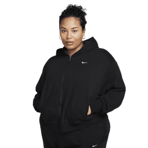 Nike Sportswear Chill Terry Women's Loose Full-Zip French Terry Hoodie (Plus Size) (FN2421-010, Black/Sail) Size 2X