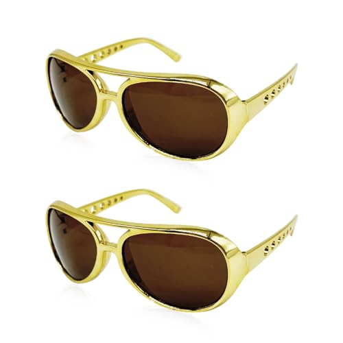 XNIVUIS 2 peças óculos de estilo Rockstar dourado acessórios para rap 70, 80, 90, acessório disfarce de carnaval, 50 s Fancy Dress Rockstar óculos, acessórios de disco, plástico, homens mulheres