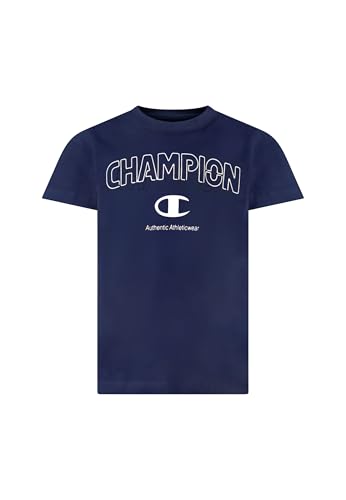 Champion Boy Crewneck T-Shirt with Graphic Logo Chemise, Bleu (Bs561), M Garçon