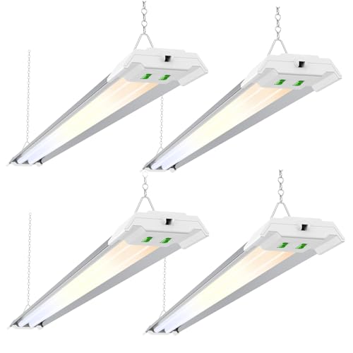Image of ALUSSO LED Shop Lights 4FT with Reflector, 5000LM Super Bright, Adjustable 3000K-5000K Color Temperature, 120V, Warm to Cool Daylight Linkable Shop Lights for Workshop /Basement, 4 Pack