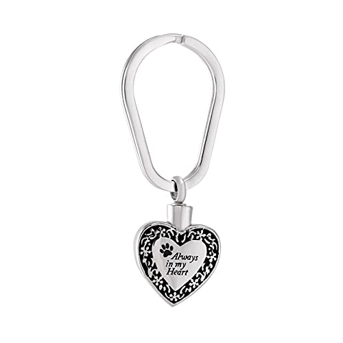 Porte-clés crémation en acier inoxydable en forme de coeur pour cendres souvenir
