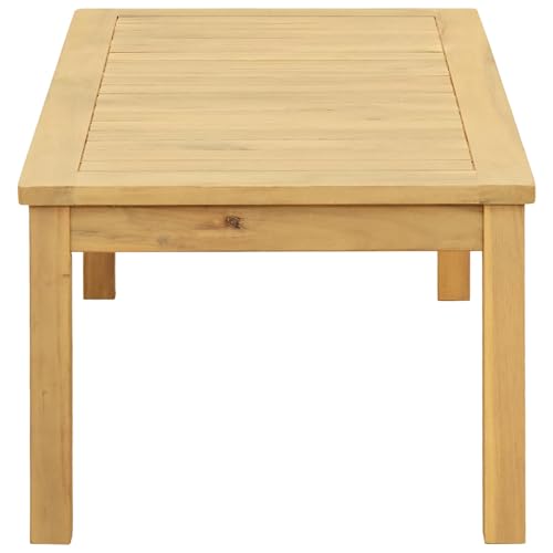 Mesa de centro de acacia para jardín de 90x50x36 cm con estante 4