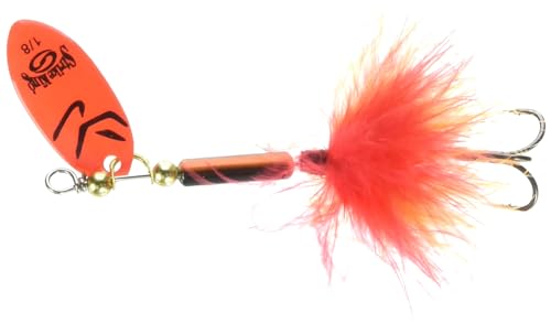 Strike King Bitsy Spinner Fishing Lure, 1/8-Ounce, Size 8 Hook, Fire Craw